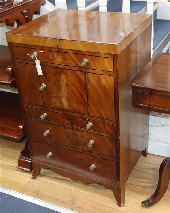 A Regency mahogany enclosed washstand (converted) W.55cm